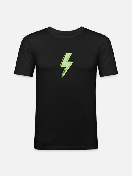Hellgrüner Blitz - Männer Slim Fit T-Shirt - Schwarz
