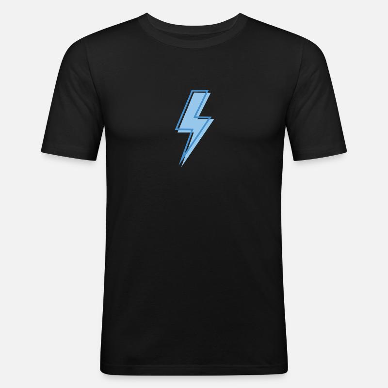 Blauer Blitz - Männer Slim Fit T-Shirt - Schwarz
