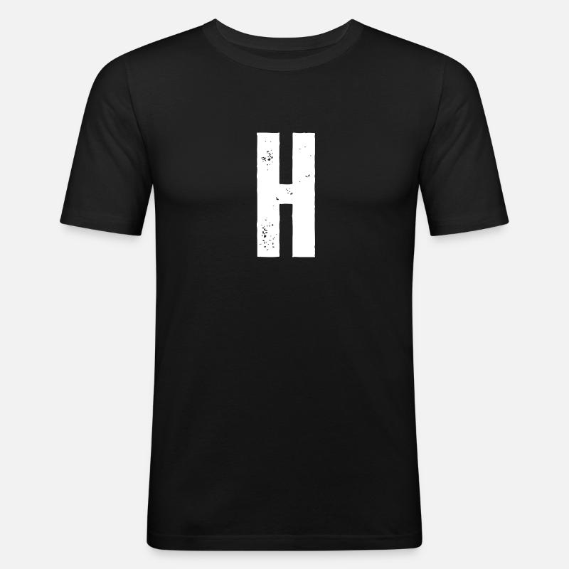 H - Männer Slim Fit T-Shirt - Schwarz