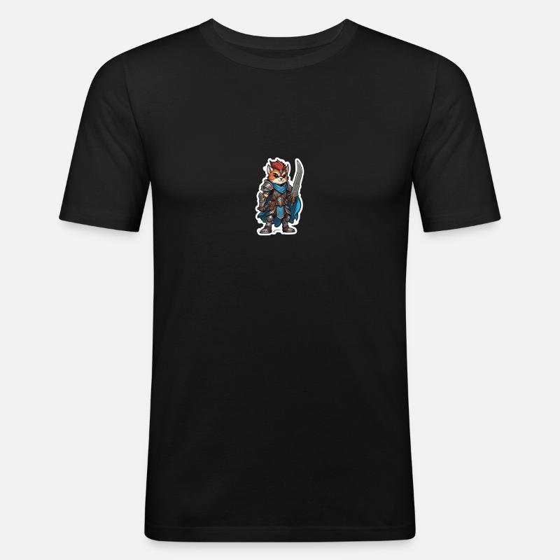 Kriegerfuchs - Männer Slim Fit T-Shirt - Schwarz