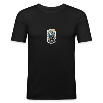 Magier Mädchen - Männer Slim Fit T-Shirt - Schwarz - Vorne - Nik (191cm)