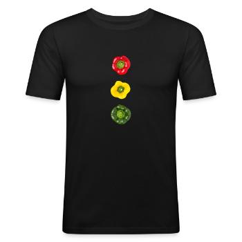 Traffic lights peppers - Men's Slim Fit T-Shirt - black - Front - Nik (191cm)