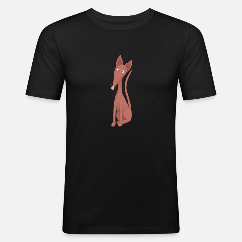 Podenco sitzend - Männer Slim Fit T-Shirt - Schwarz