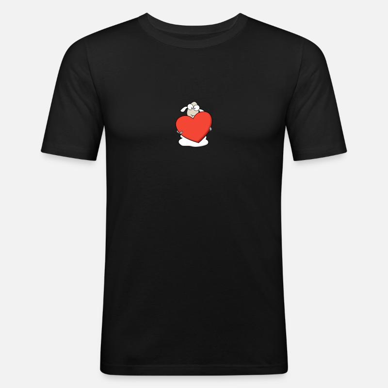 Schaf mit Herz - Männer Slim Fit T-Shirt - Schwarz