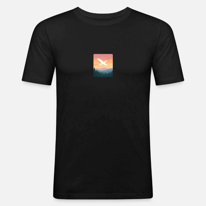 Freebird forest dusk - Männer Slim Fit T-Shirt - Schwarz