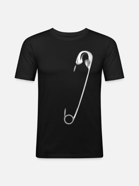 sikkerhedsnål - Herre Slim Fit T-Shirt - sort