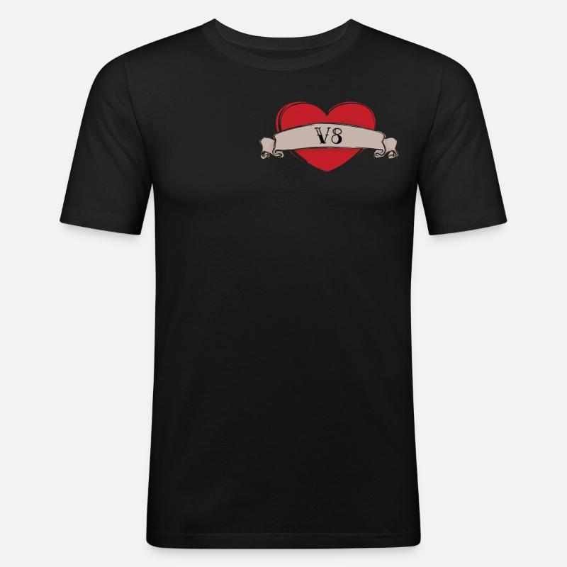 Ich liebe V8! - Männer Slim Fit T-Shirt - Schwarz