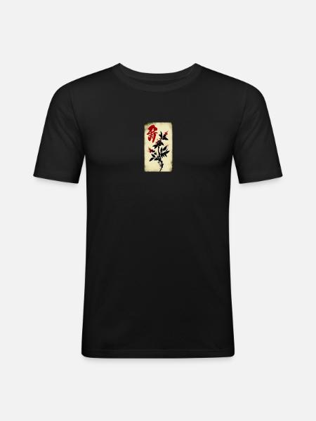 Chinesische Schrift - Männer Slim Fit T-Shirt - Schwarz