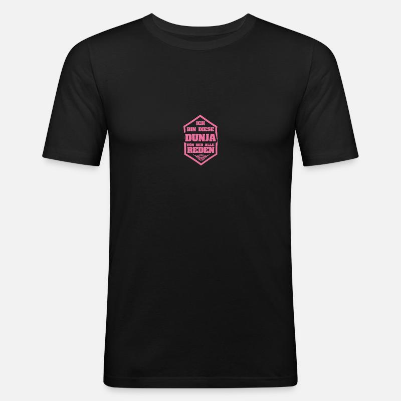 Rufname Dunja - Männer Slim Fit T-Shirt - Schwarz