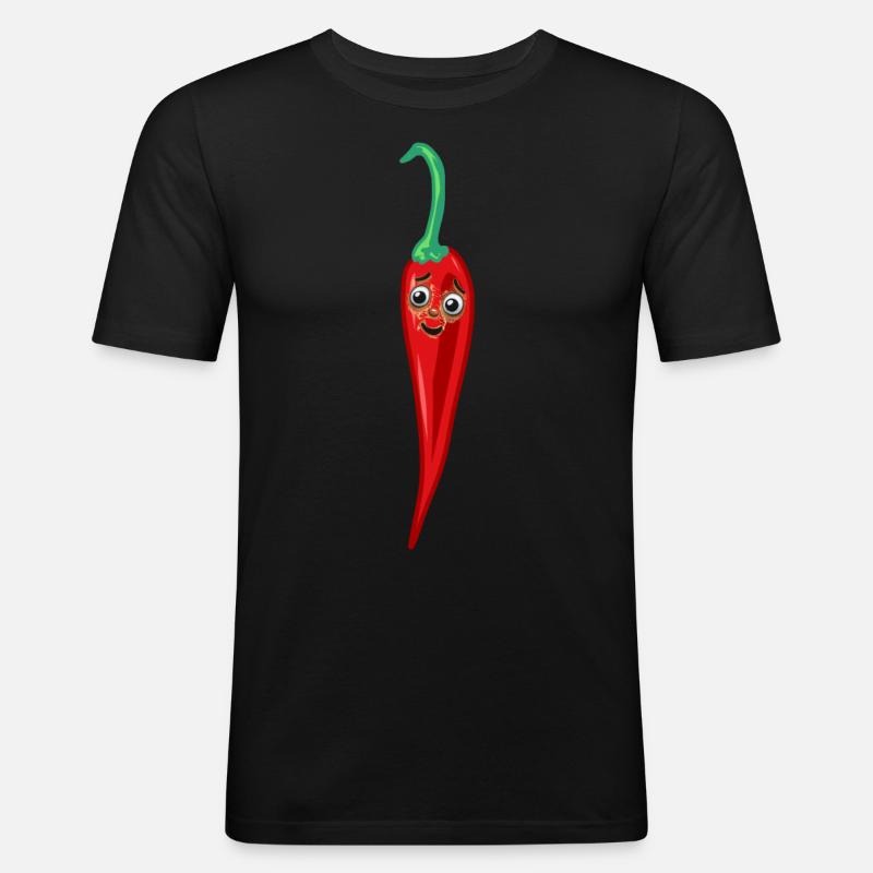 Chilischote Peperoni Küche Köche Koch - Männer Slim Fit T-Shirt - Schwarz