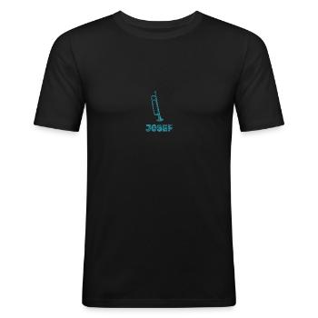 Josef - Männer Slim Fit T-Shirt - Schwarz - Vorne - Nik (191cm)