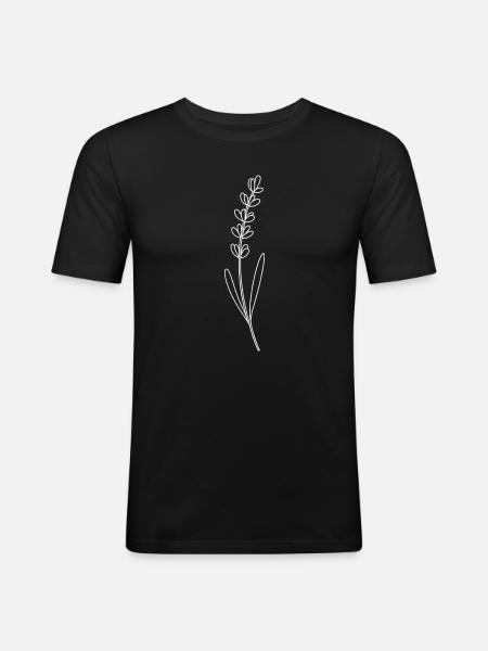 Lavender Line Drawing - Men's Slim Fit T-Shirt - black