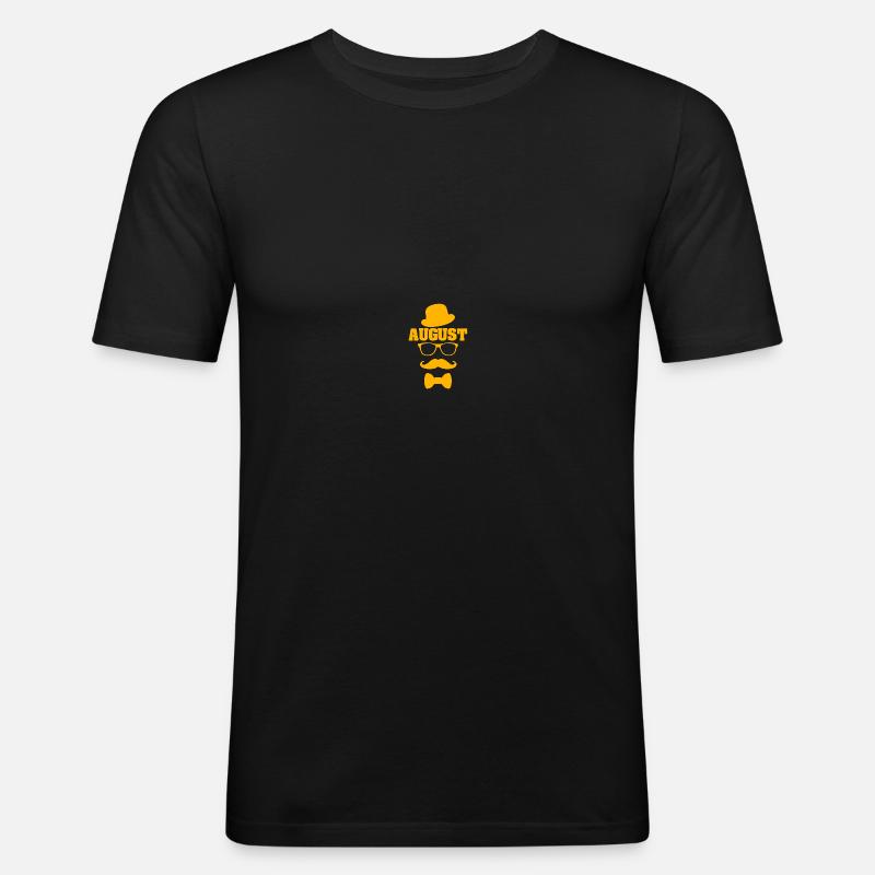 Hipster August - Männer Slim Fit T-Shirt - Schwarz