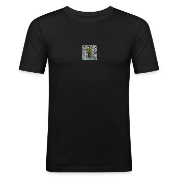 QR-Code Mann - Männer Slim Fit T-Shirt - Schwarz - Vorne - Nik (191cm)