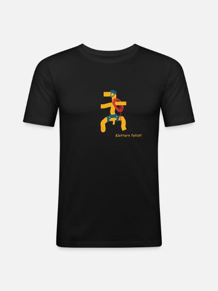 Klettern fetzt - Männer Slim Fit T-Shirt - Schwarz