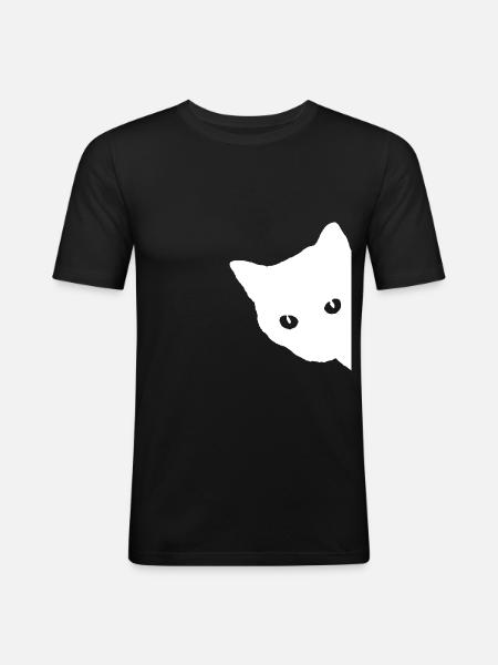 Visage de chat blanc - T-shirt près du corps Homme - noir
