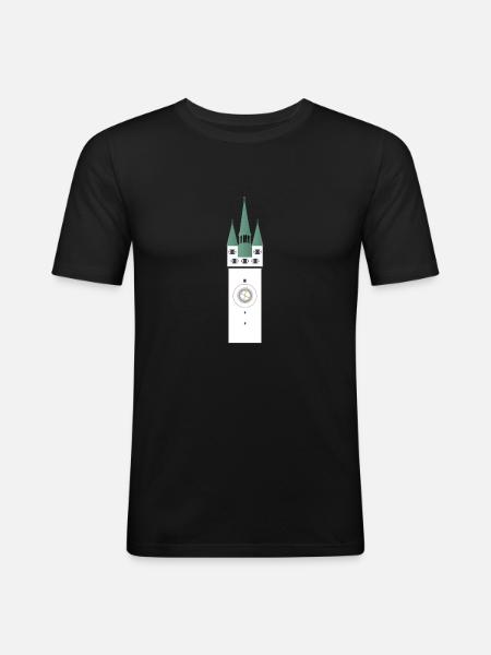 Straubing city tower - Men's Slim Fit T-Shirt - black