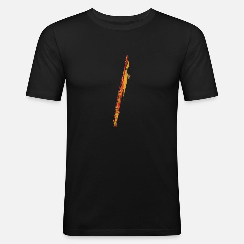 Querflöte - Männer Slim Fit T-Shirt - Schwarz