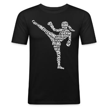 Muay Thai Kickboxer Kampfsport Mädchen Kickboxen - Männer Slim Fit T-Shirt - Schwarz - Vorne - Nik (191cm)