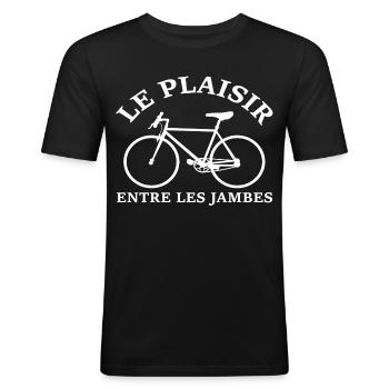 Le plaisir du velo - T-shirt près du corps Homme - noir - Devant - Nik (191cm)