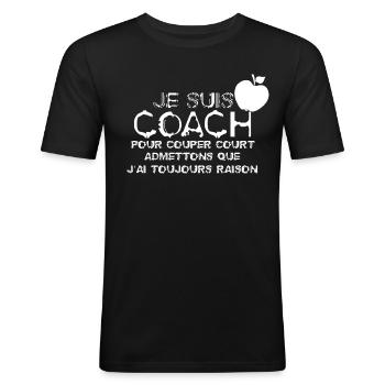Je suis Coach - T-shirt près du corps Homme - noir - Devant - Nik (191cm)
