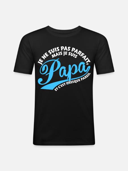 Parfait Papa - T-shirt près du corps Homme - noir