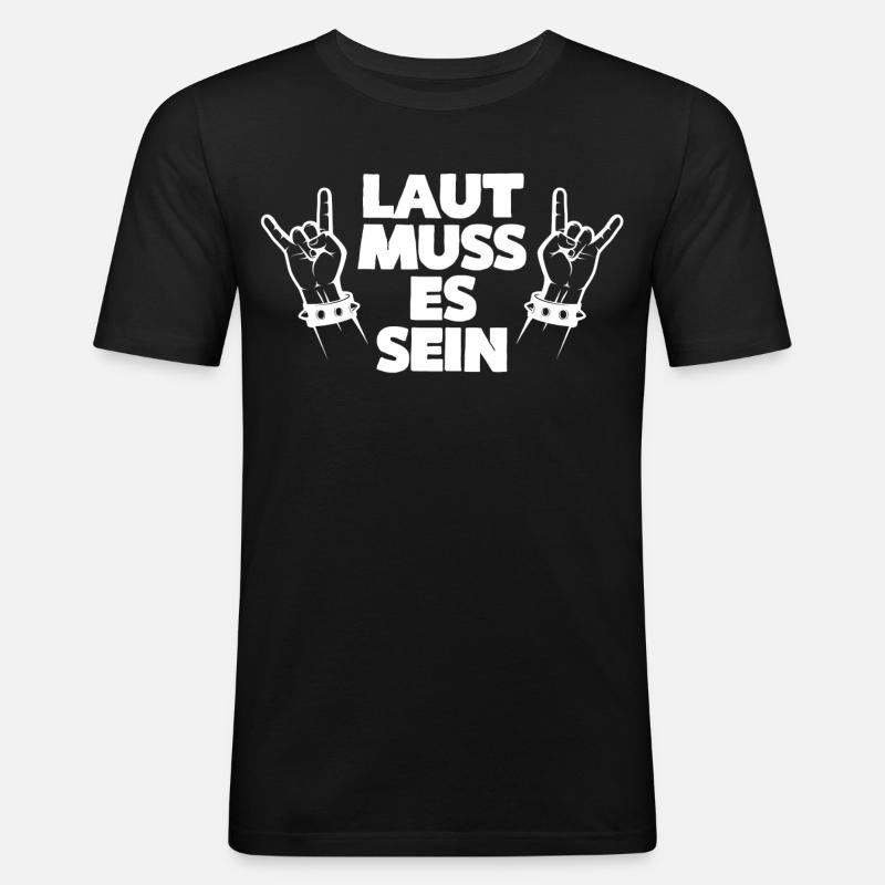LAUT MUSS ES SEIN - Männer Slim Fit T-Shirt - Schwarz