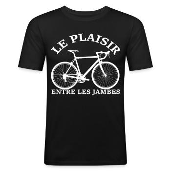 Le plaisir du vélo de course - T-shirt près du corps Homme - noir - Devant - Nik (191cm)