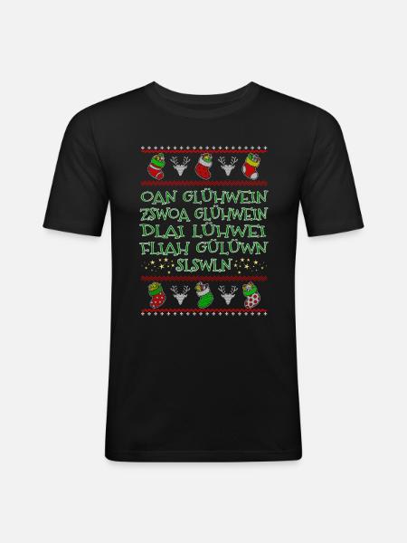 Glühwein - bayerisch - Männer Slim Fit T-Shirt - Schwarz