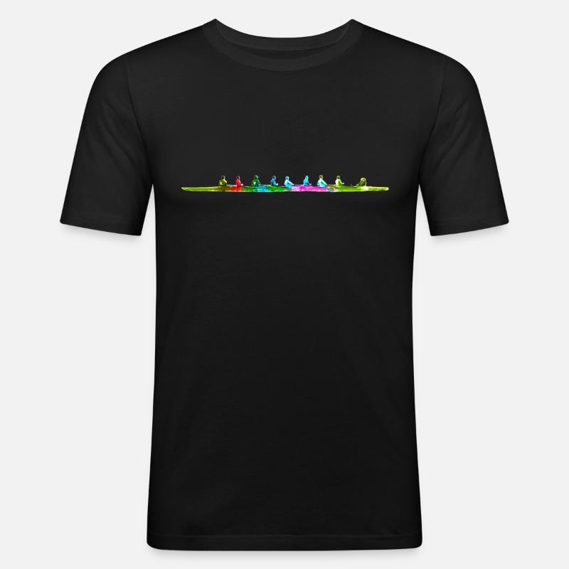 Buntes achter Ruderboot - Männer Slim Fit T-Shirt - Schwarz