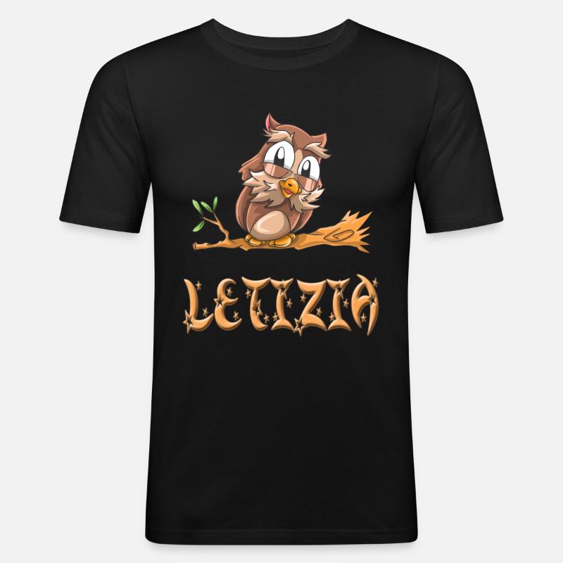Eule Letizia - Männer Slim Fit T-Shirt - Schwarz