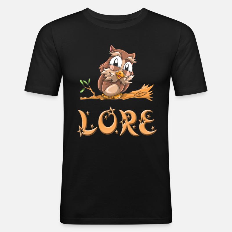 Eule Lore - Männer Slim Fit T-Shirt - Schwarz