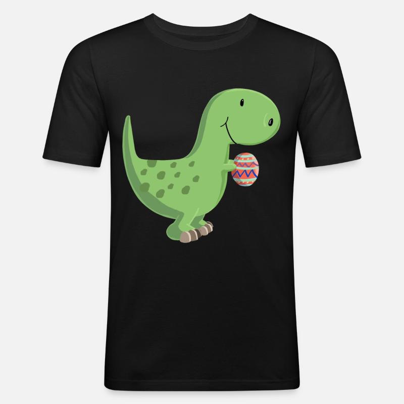 Dino mit Ei - Männer Slim Fit T-Shirt - Schwarz