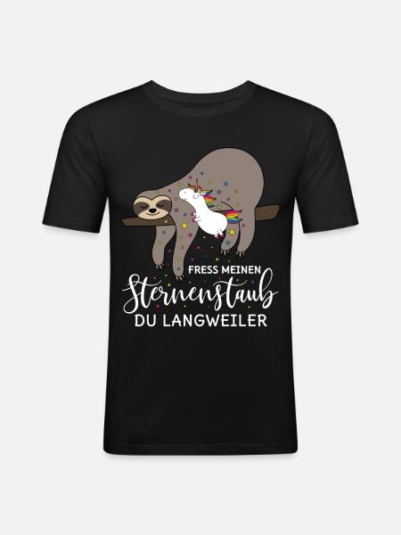 Sloth unicorn siger at spise min stardust - Herre Slim Fit T-Shirt - sort