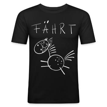 Fun Fährt Pferd I Pferdespruch I Pferde Geschenk - Männer Slim Fit T-Shirt - Schwarz - Vorne - Nik (191cm)