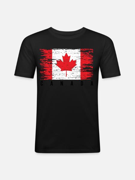 Grunge Canadian Flag - Men's Slim Fit T-Shirt - black
