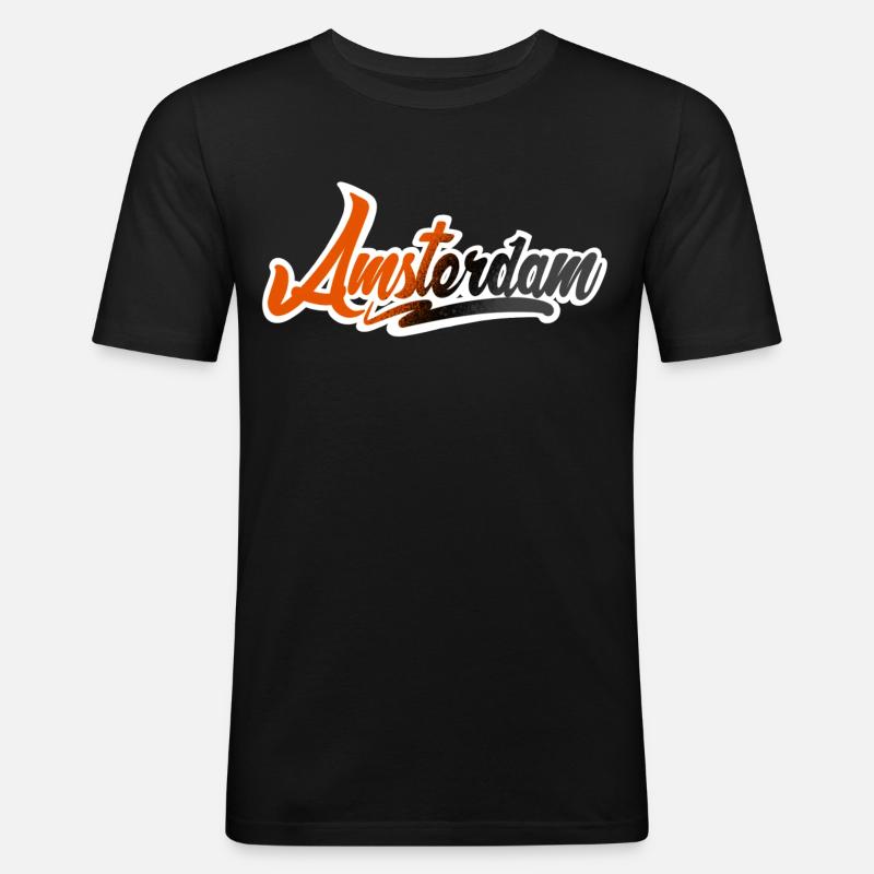Amsterdam - Männer Slim Fit T-Shirt - Schwarz