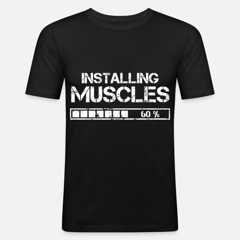 Installing Muscles - Männer Slim Fit T-Shirt - Schwarz