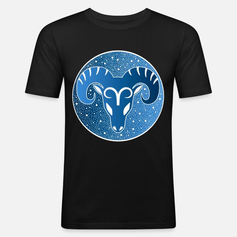 Sternzeichen: Widder - Männer Slim Fit T-Shirt - Schwarz
