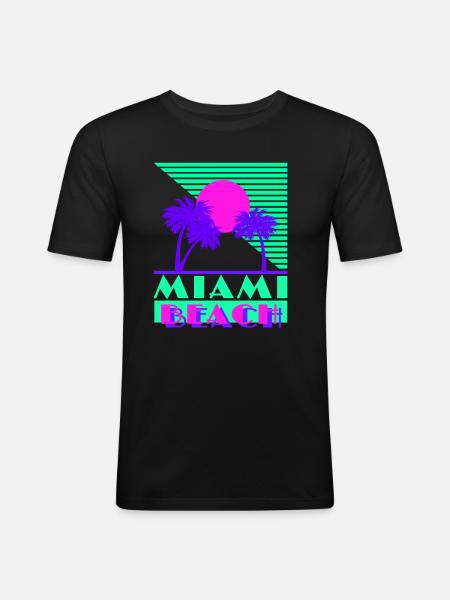 Miami Beach Green - Men's Slim Fit T-Shirt - black