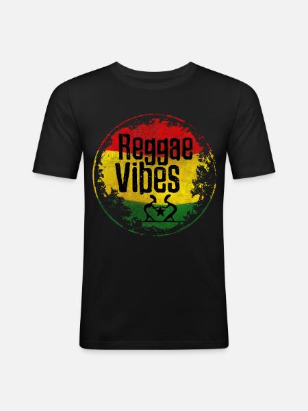 Reggae Vibes Peace Love - Men's Slim Fit T-Shirt - black