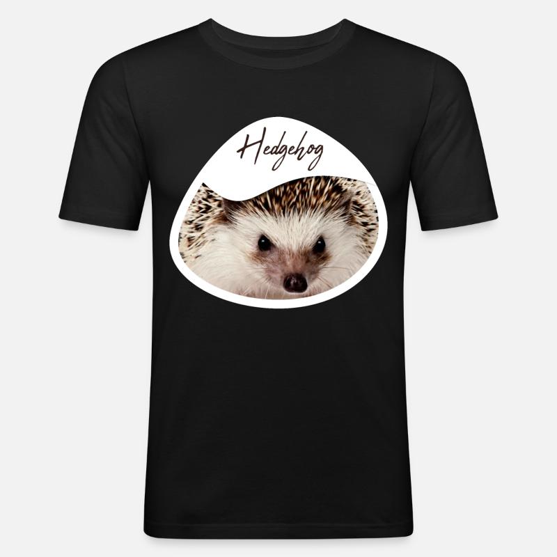 Hedgehog - Männer Slim Fit T-Shirt - Schwarz
