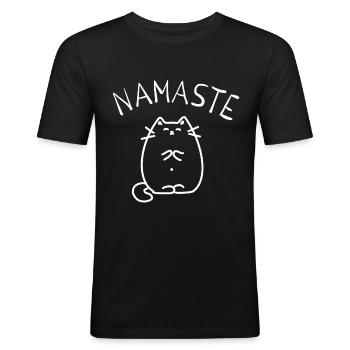 Yoga - Männer Slim Fit T-Shirt - Schwarz - Vorne - Nik (191cm)