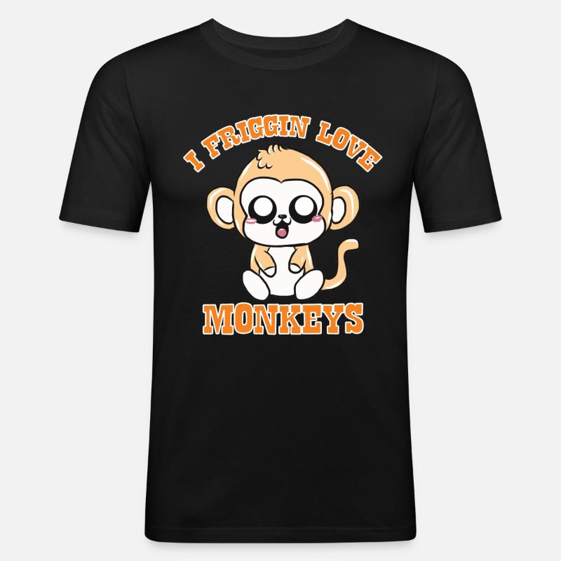 Affe - Männer Slim Fit T-Shirt - Schwarz