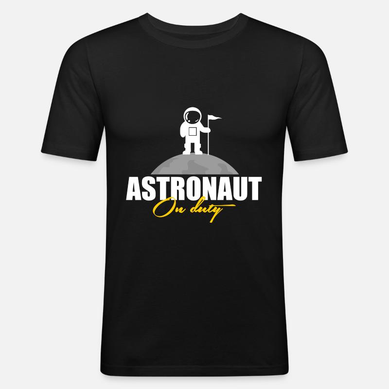 Astronaut im Einsatz Geschenk - Männer Slim Fit T-Shirt - Schwarz