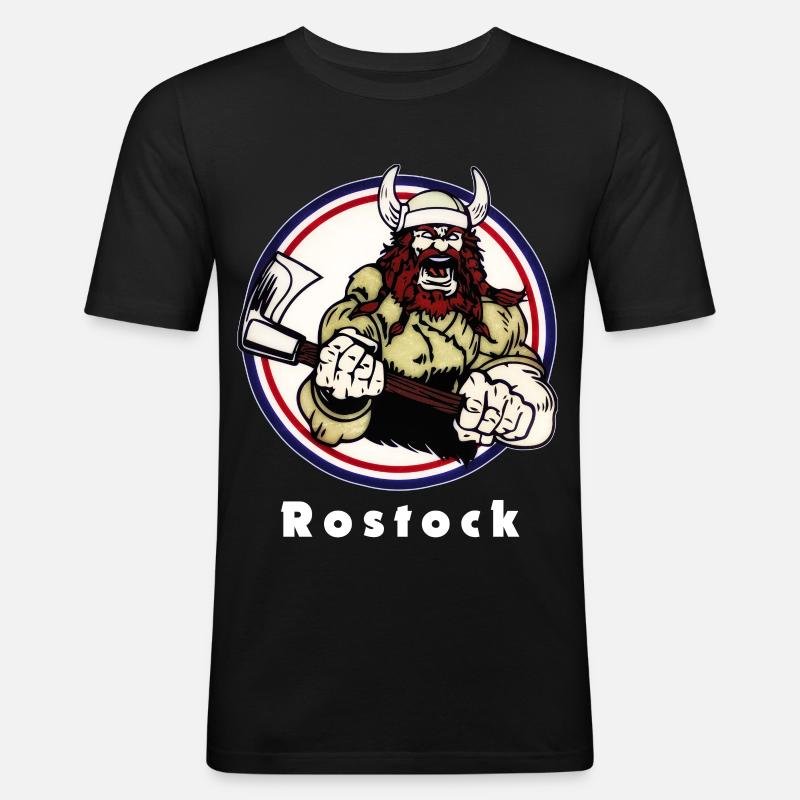 Rostocker Wikinger - Männer Slim Fit T-Shirt - Schwarz