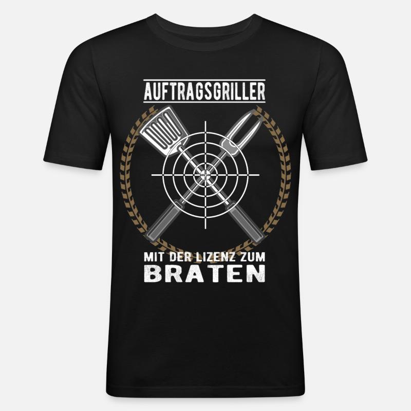 Auftragsgriller - Männer Slim Fit T-Shirt - Schwarz