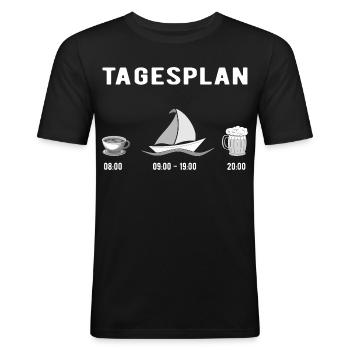Tagesplan Segeln - Männer Slim Fit T-Shirt - Schwarz - Vorne - Nik (191cm)