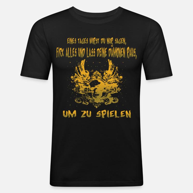 Dämon - Männer Slim Fit T-Shirt - Schwarz