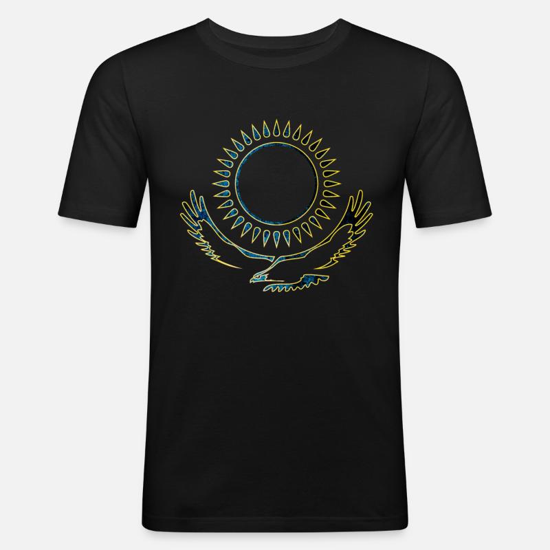 Kasachstan Adler edel - Männer Slim Fit T-Shirt - Schwarz